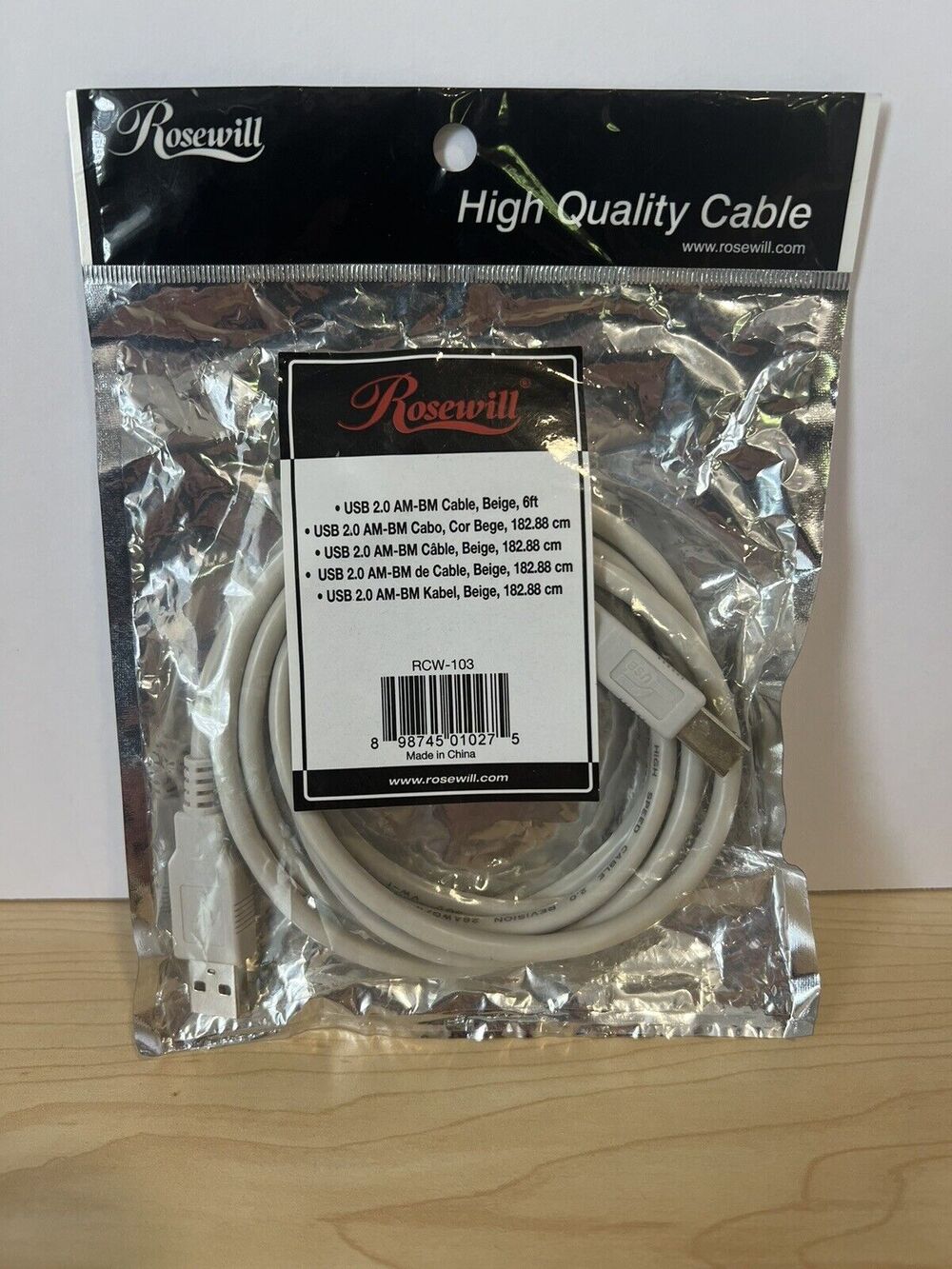 *Brand NEW Rosewill USB 2.0 AM-BM Cable Beige 6 FT